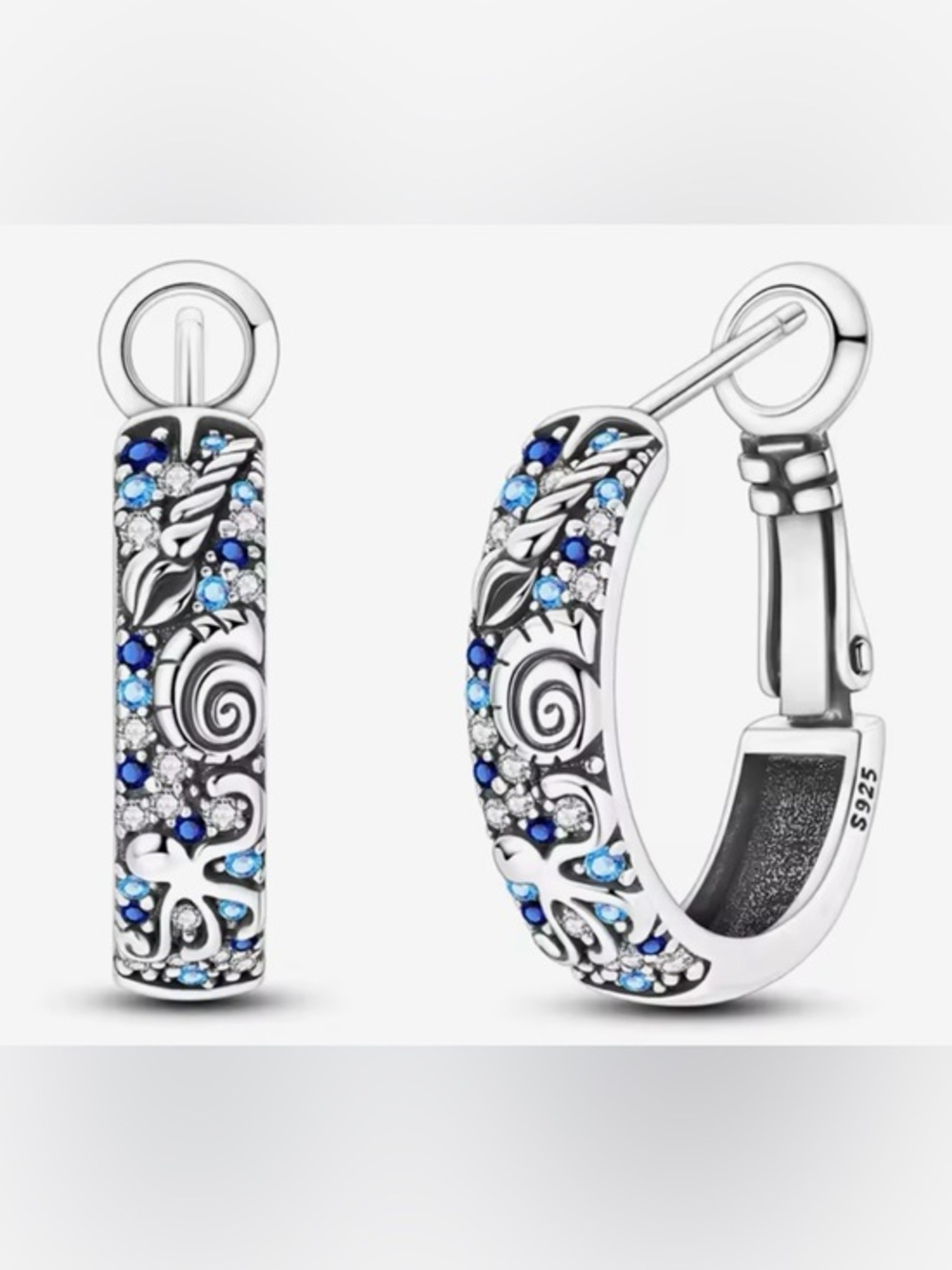New .925 Sterling Ocean Themed Hoops